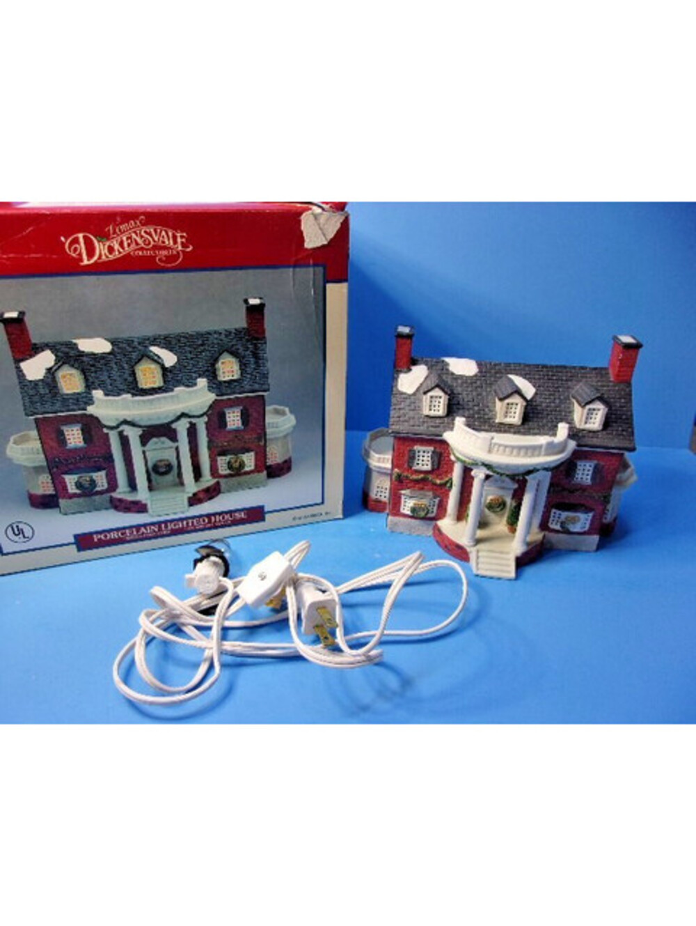Lemax Dickensvale 1993 Porcelain Lighted House #35065 Federal Brick Mansion IOB